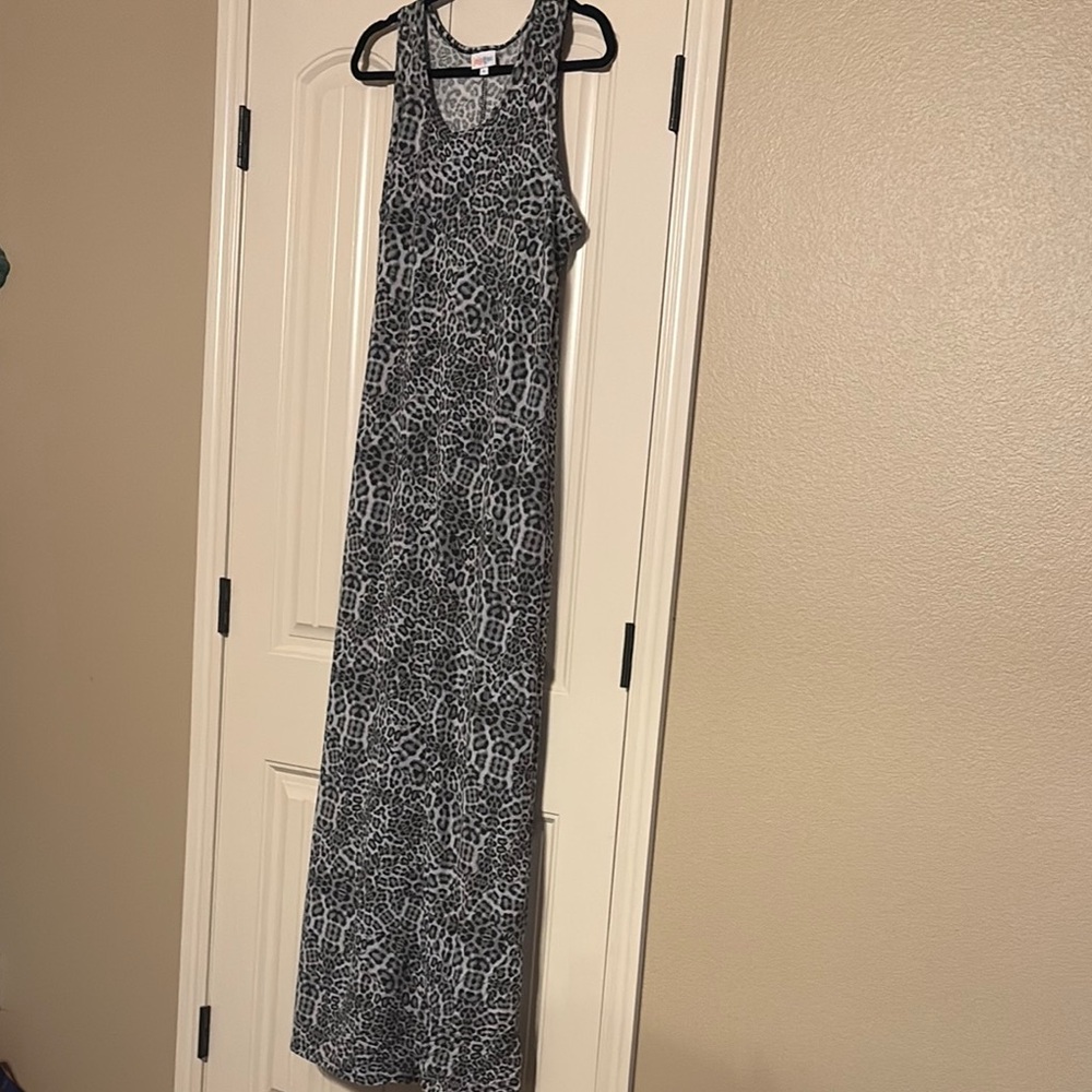 LuLaRoe Gray Animal Print Maxi Dress